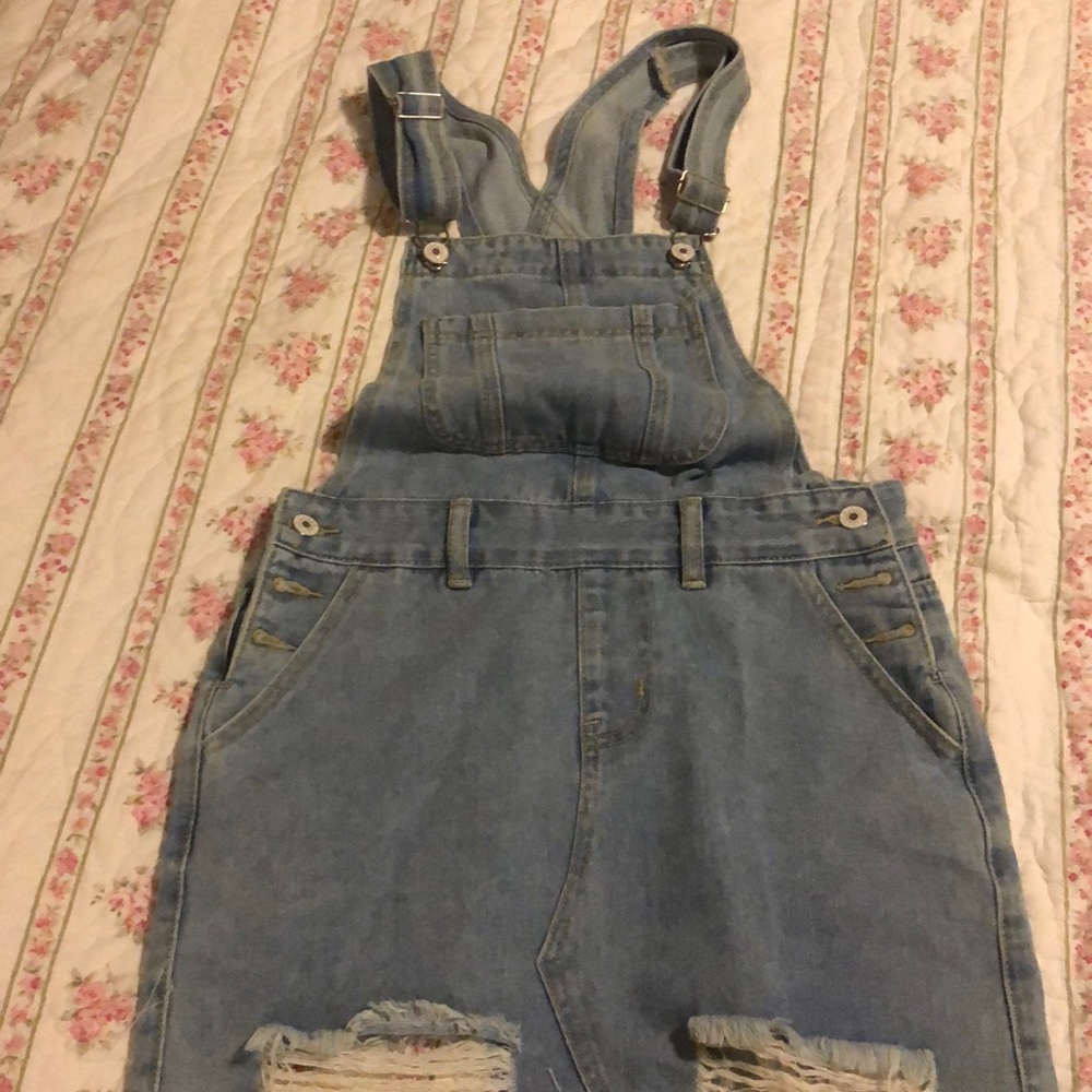 Overall Jean mini dress.  Never worn.  Small but more like a petite small (00).